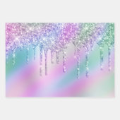 Elegant stijlvol, kleurrijk holografisch glitter d inpakpapier vel (Voorkant 3)