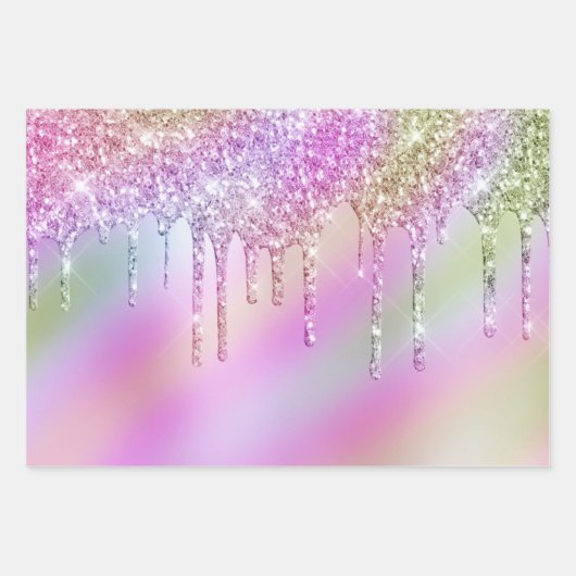 Elegant stijlvol, kleurrijk holografisch glitter d inpakpapier vel (Voorkant 2)