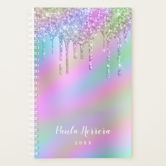 Elegant stijlvol, kleurrijk holografisch glitter d planner (Voorkant)