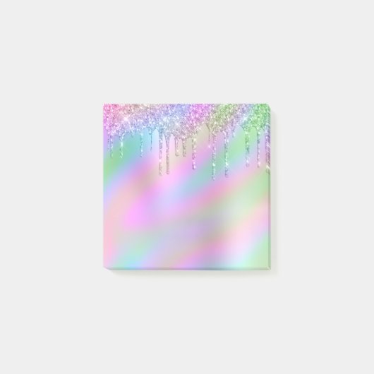 Elegant stijlvol, kleurrijk holografisch glitter d post-it® notes (Voorkant)