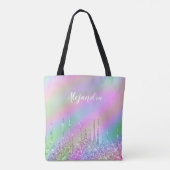 Elegant stijlvol, kleurrijk holografisch glitter d tote bag (Achterkant)