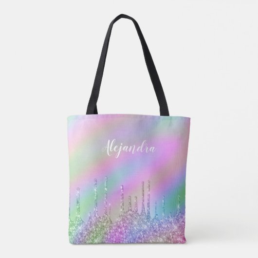 Elegant stijlvol, kleurrijk holografisch glitter d tote bag (Achterkant)