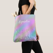Elegant stijlvol, kleurrijk holografisch glitter d tote bag (Dichtbij)
