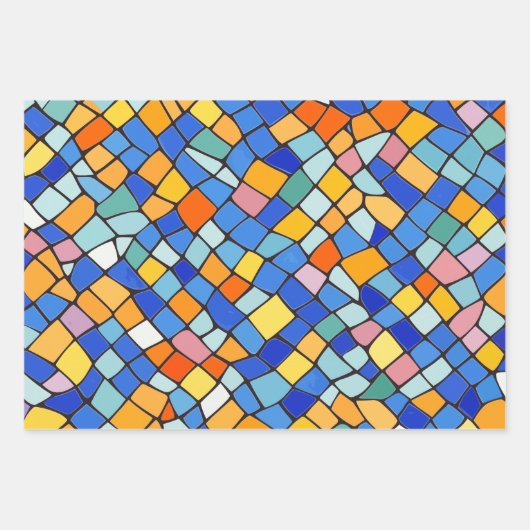 Elegant Stijlvol Kleurrijk Mozaïek Patroon Inpakpapier Vel (Voorkant 2)