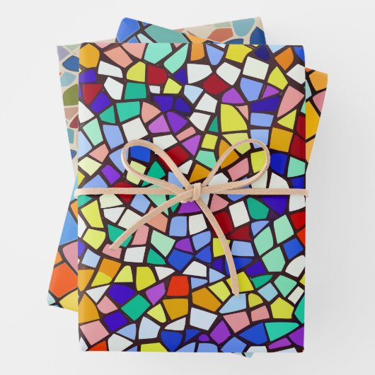 Elegant Stijlvol Kleurrijk Mozaïek Patroon Inpakpapier Vel (In situ)