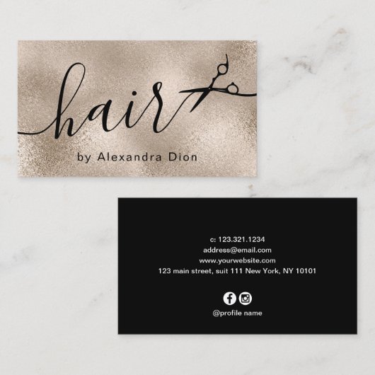 Elegant stijlvol kopergoudschaar visitekaartje (Voorkant / Achterkant)