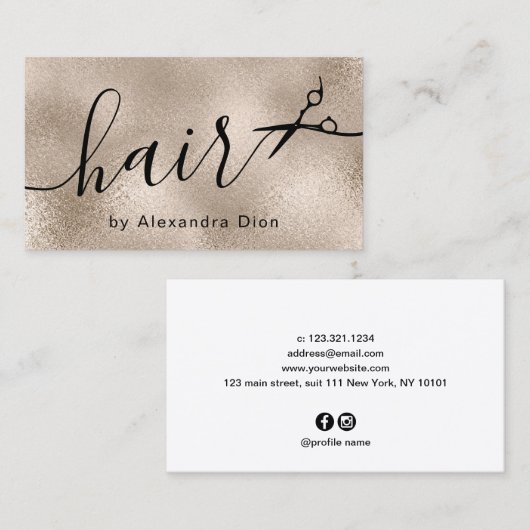 Elegant stijlvol kopergoudschaar visitekaartje (Voorkant / Achterkant)