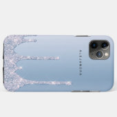 Elegant stijlvol lichtblauw glitter druppelt in Case-Mate iPhone case (Achterkant (horizontaal))