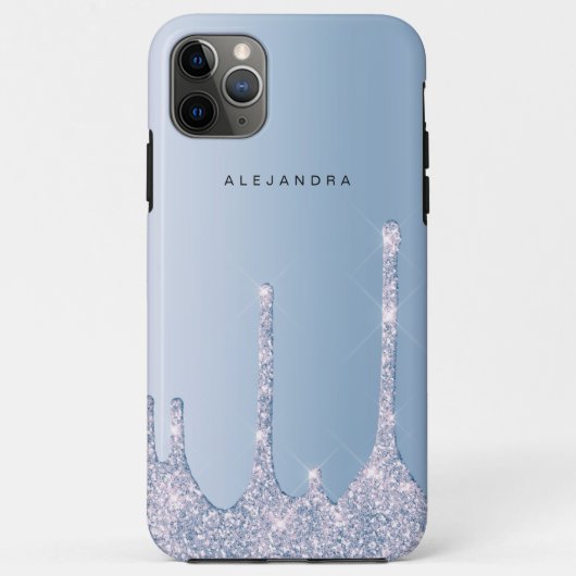 Elegant stijlvol lichtblauw glitter druppelt in Case-Mate iPhone case (Achterkant)
