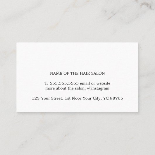 Elegant stijlvol lichtgeel zwart vet haar visitekaartje (Achterkant)