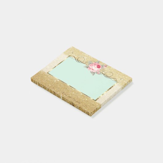 Elegant stijlvol, Lijst, Roos, glitterij Post-it® Notes (Schuin)