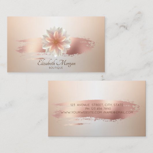 Elegant stijlvol Lotus Roos Gold Bruske Stroke Visitekaartje (Voorkant / Achterkant)