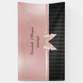 Elegant stijlvol luxe, gestreept, roze lintje spandoek (Verticaal)