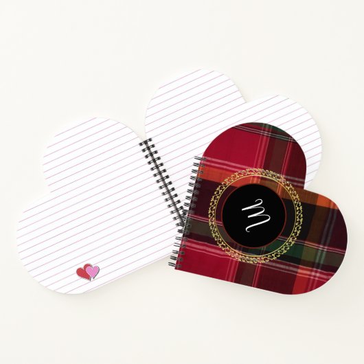 Elegant Stijlvol Madras Plaid Patroon Monogram Notitieboek (Binnen)