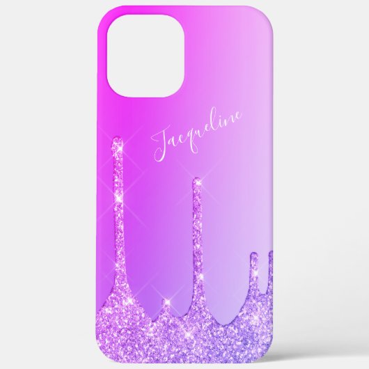 Elegant stijlvol magenta roze glitter druppelt op Case-Mate iPhone case (Achterkant)
