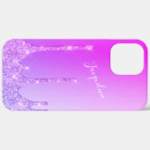 Elegant stijlvol magenta roze glitter druppelt op Case-Mate iPhone case (Achterkant / Rechts)