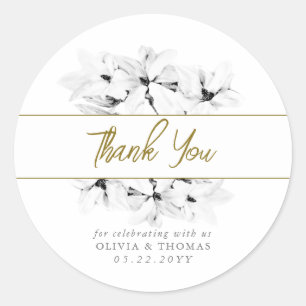 Elegant stijlvol Magnolias Gold Weddenschap Hartel Ronde Sticker