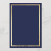 Elegant stijlvol marineblauw faux goud Bruiloft Me Menu (Achterkant)