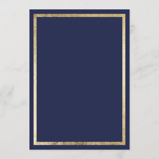 Elegant stijlvol marineblauw faux goud Bruiloft Me Menu (Achterkant)
