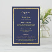 Elegant stijlvol marineblauw faux goud Bruiloft Me Menu (Staand voorkant)