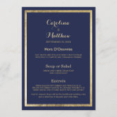 Elegant stijlvol marineblauw faux goud Bruiloft Me Menu (Voorkant)