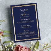 Elegant stijlvol marineblauw faux goud Bruiloft Me Menu