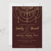 Elegant stijlvol maroon Gold Design Wedding Kaart (Voorkant)