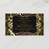 Elegant Stijlvol Matig Zwart Goud Wild Dier Visitekaartje (Achterkant)