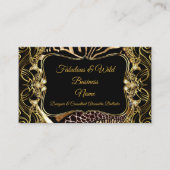 Elegant Stijlvol Matig Zwart Goud Wild Dier Visitekaartje (Voorkant)