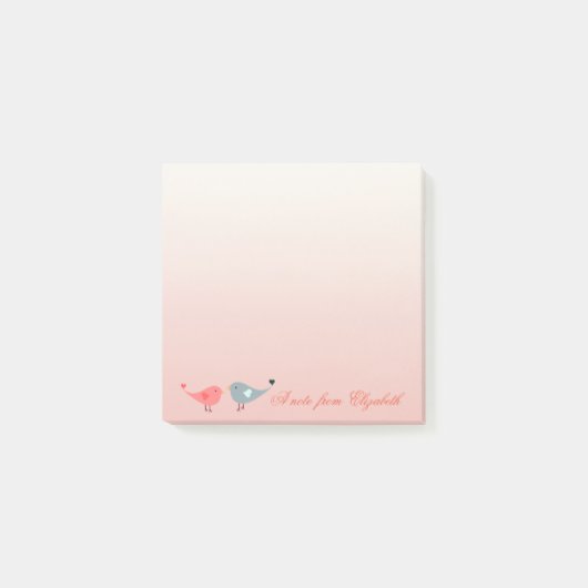 Elegant stijlvol meisje, vogels in liefde post-it® notes (Voorkant)