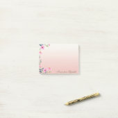 Elegant Stijlvol Meisje, Waterverf Roze Bloemen Post-it® Notes (Op bureau)