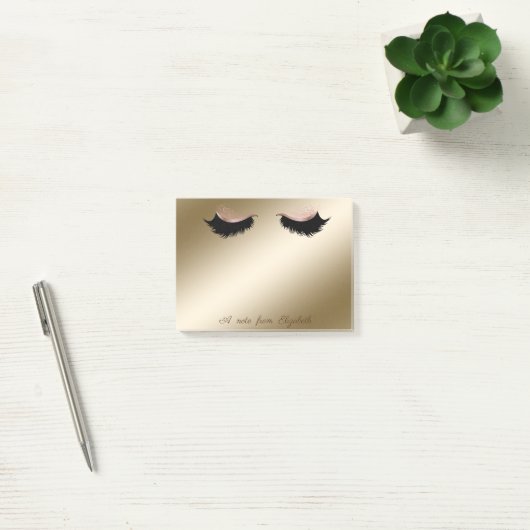 Elegant Stijlvol, Meisjes, Goud, Faux Lashes Post-it® Notes (Kantoor)