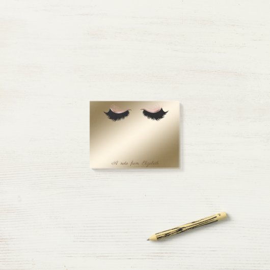 Elegant Stijlvol, Meisjes, Goud, Faux Lashes Post-it® Notes (Op bureau)