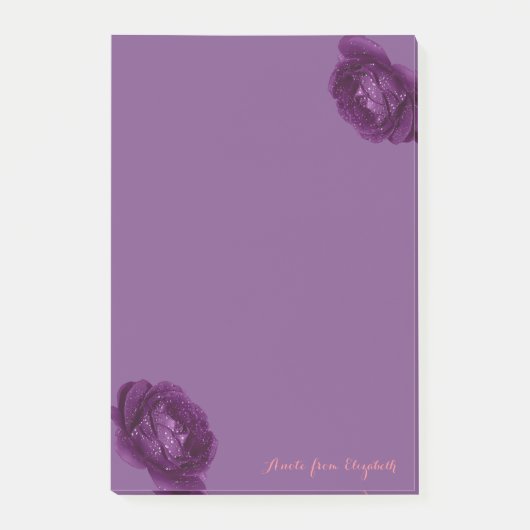 Elegant Stijlvol Meisjesachtig, Paars, Rozen Post-it® Notes (Voorkant)