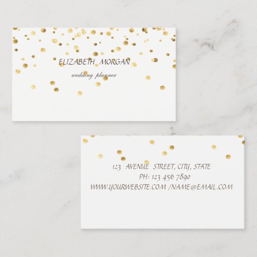 Elegant stijlvol minimalistisch, Faux Gold Confett Visitekaartje (Voorkant / Achterkant)