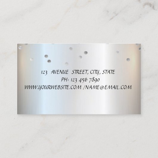 Elegant stijlvol minimalistisch, zilver Confetti Visitekaartje (Achterkant)