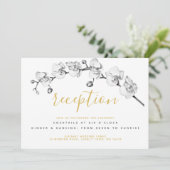 Elegant stijlvol, modern Chic Floral Gold Receptio Kaart (Staand voorkant)