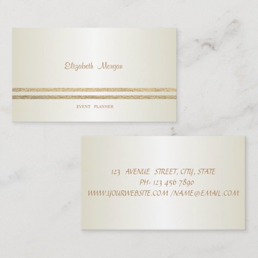 Elegant stijlvol, modern, Faux Gold Glittery Strip Visitekaartje (Voorkant / Achterkant)