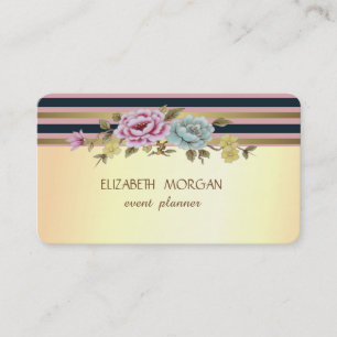 Elegant stijlvol, modern Faux Gold Striped, Flower Visitekaartje