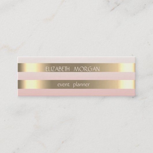 Elegant stijlvol, modern Faux Gold Striped, Roze Mini Visitekaartje (Voorkant)