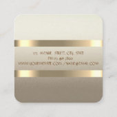Elegant stijlvol, modern Faux Gold Striped Vierkante Visitekaartje (Achterkant)