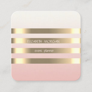 Elegant stijlvol, modern Faux Gold Striped, zwart Vierkante Visitekaartje
