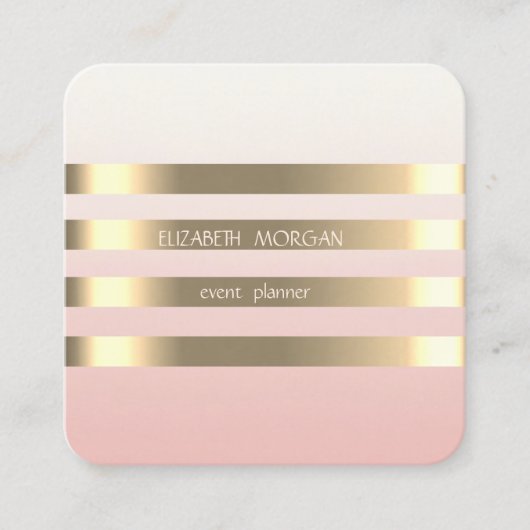 Elegant stijlvol, modern Faux Gold Striped, zwart Vierkante Visitekaartje (Voorkant)