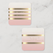 Elegant stijlvol, modern Faux Gold Striped, zwart Vierkante Visitekaartje (Voorkant / Achterkant)