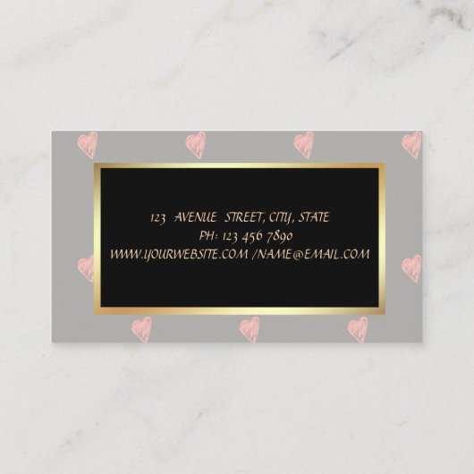 Elegant stijlvol modern, Faux Gold, Stripes, hart Visitekaartje (Achterkant)