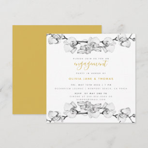 Elegant Stijlvol Modern Floral Engagement Party Kaart