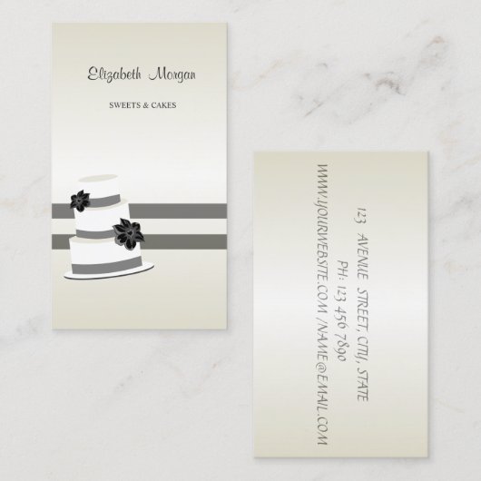 Elegant stijlvol, modern, gestreept, Cake Visitekaartje (Voorkant / Achterkant)