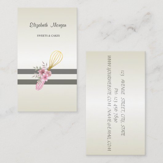 Elegant stijlvol, modern, gestreept, handgereedsch visitekaartje (Voorkant / Achterkant)