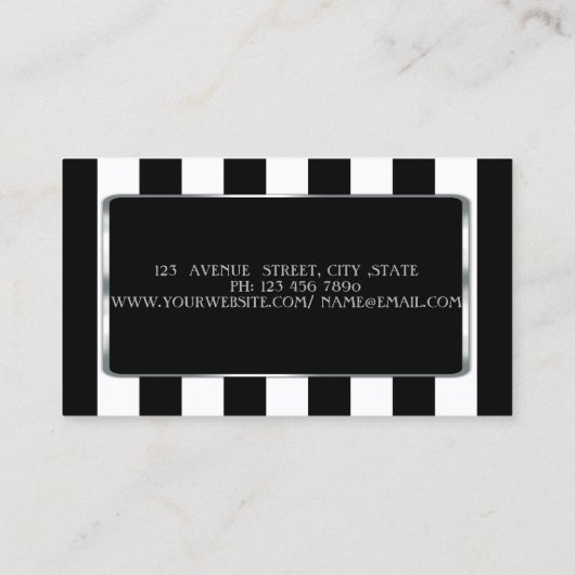 Elegant stijlvol, modern, gestreept, zwart Lijst Visitekaartje (Achterkant)