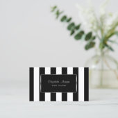 Elegant stijlvol, modern, gestreept, zwart Lijst Visitekaartje (Staand voorkant)